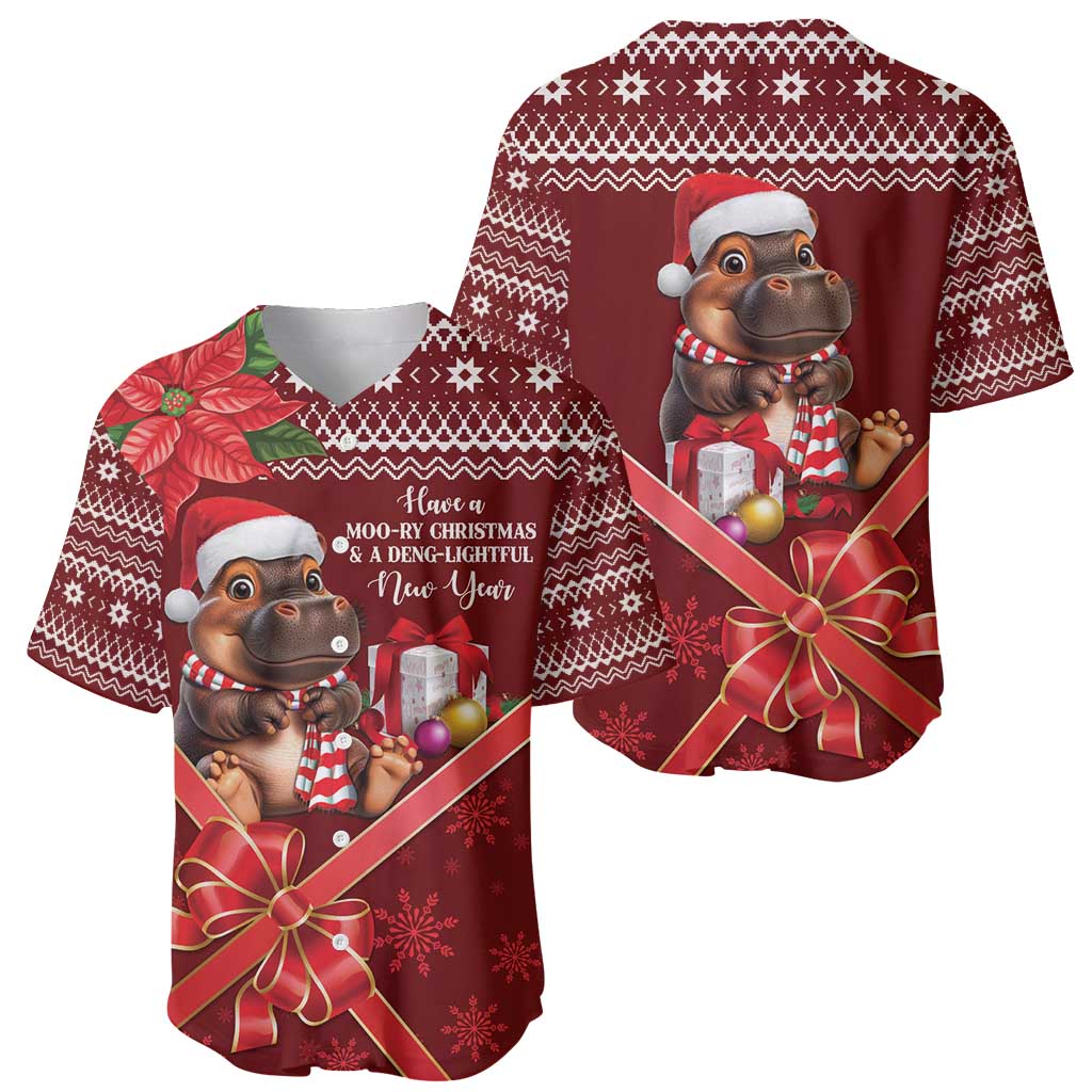 Funny Moo Deng Christmas Baseball Jersey LT9 - Wonder Print Shop