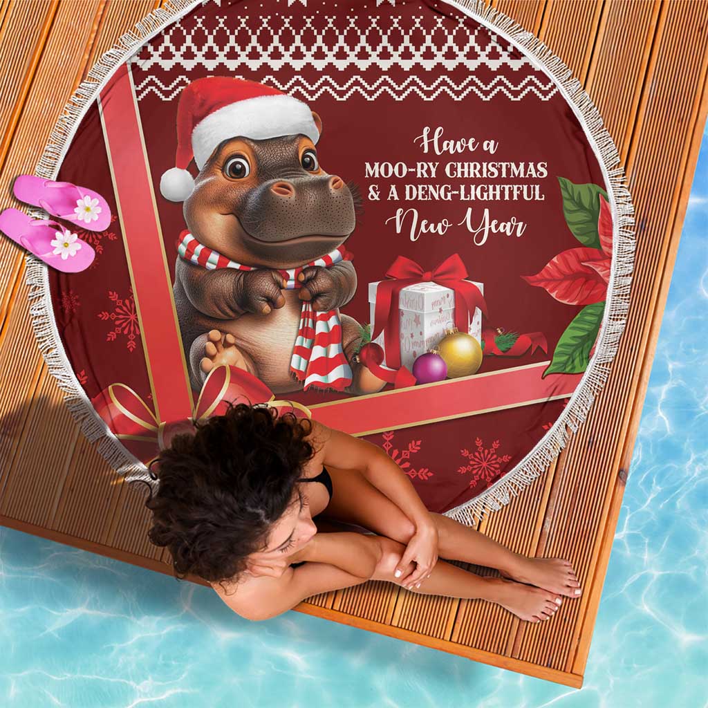 Funny Moo Deng Christmas Beach Blanket LT9 - Wonder Print Shop