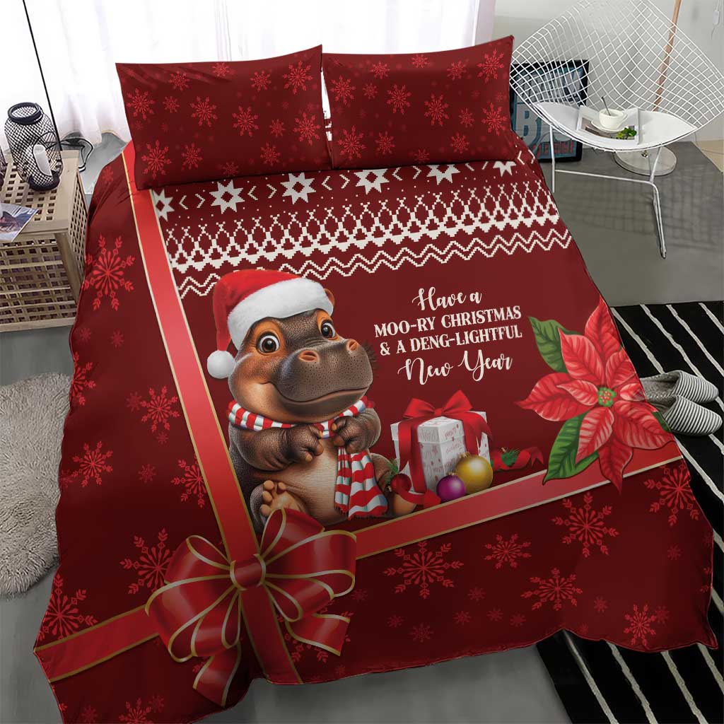 Funny Moo Deng Christmas Bedding Set LT9 - Wonder Print Shop