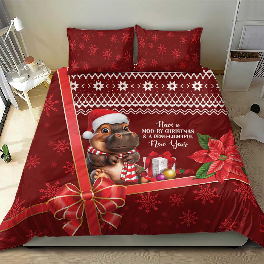 Funny Moo Deng Christmas Bedding Set LT9 - Wonder Print Shop