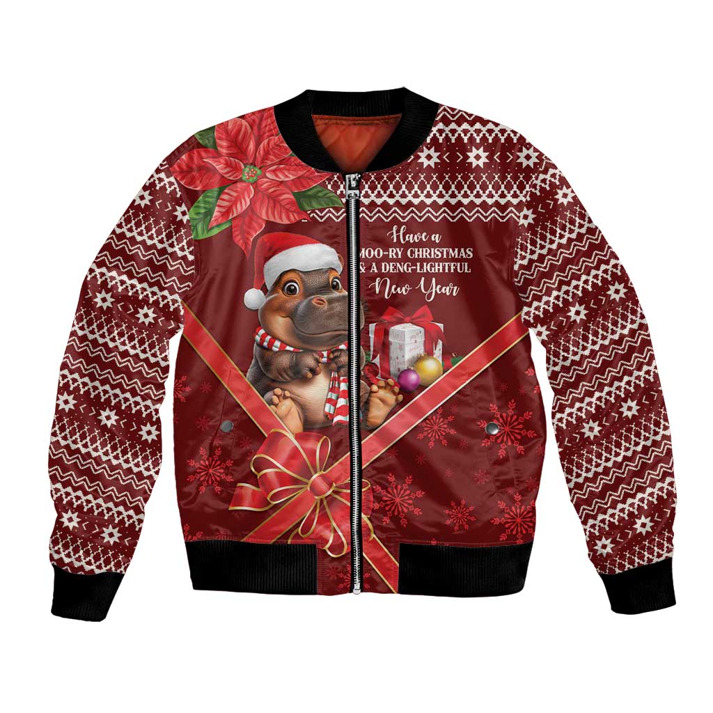 Funny Moo Deng Christmas Bomber Jacket LT9 - Wonder Print Shop