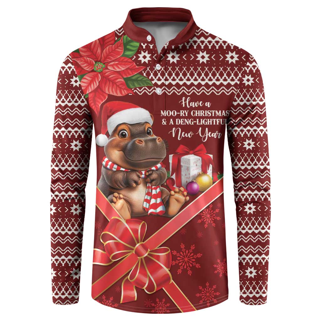 Funny Moo Deng Christmas Button Sweatshirt LT9 - Wonder Print Shop
