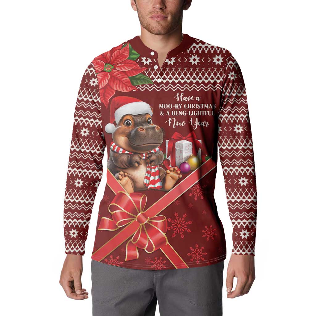 Funny Moo Deng Christmas Button Sweatshirt LT9 - Wonder Print Shop