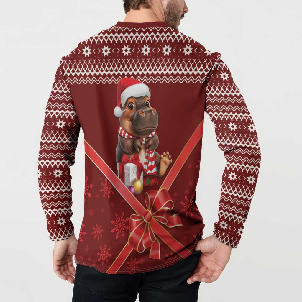 Funny Moo Deng Christmas Button Sweatshirt LT9 - Wonder Print Shop
