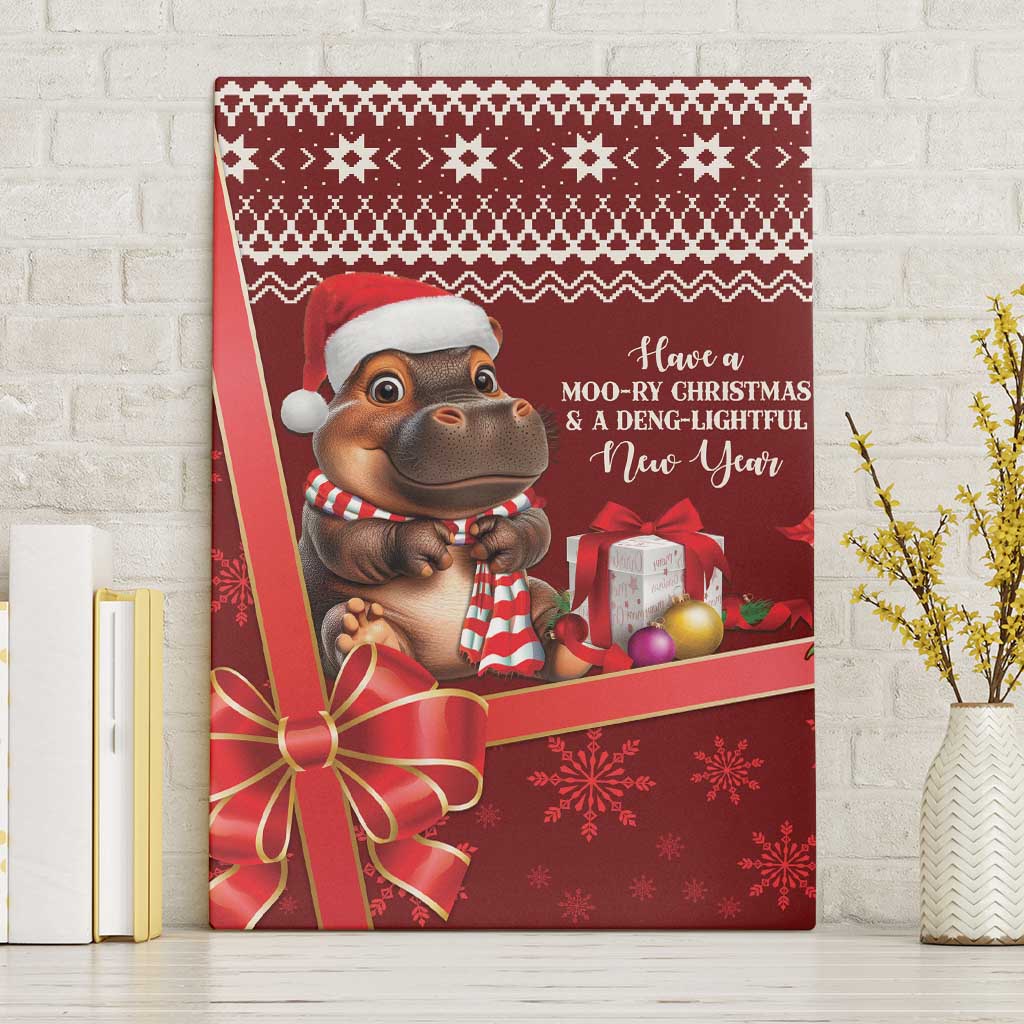 Funny Moo Deng Christmas Canvas Wall Art LT9 - Wonder Print Shop
