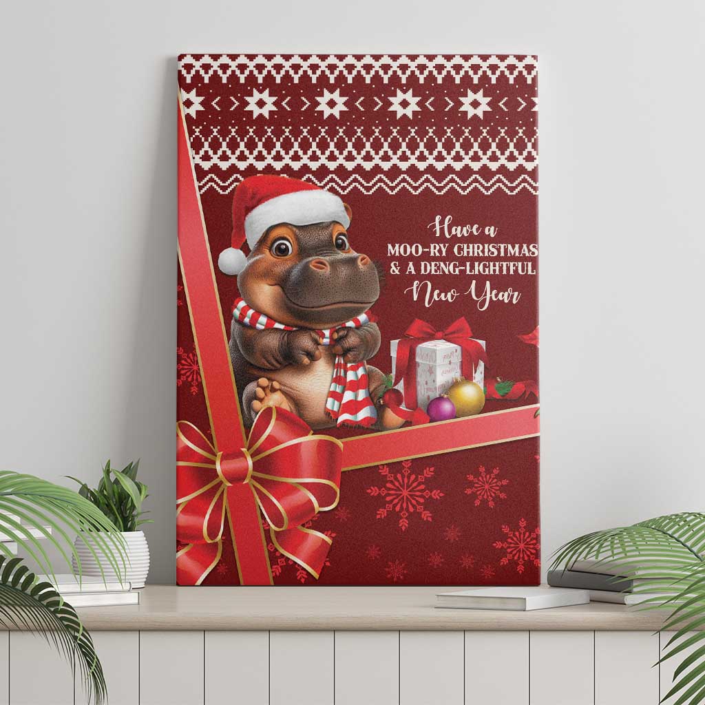 Funny Moo Deng Christmas Canvas Wall Art LT9 - Wonder Print Shop
