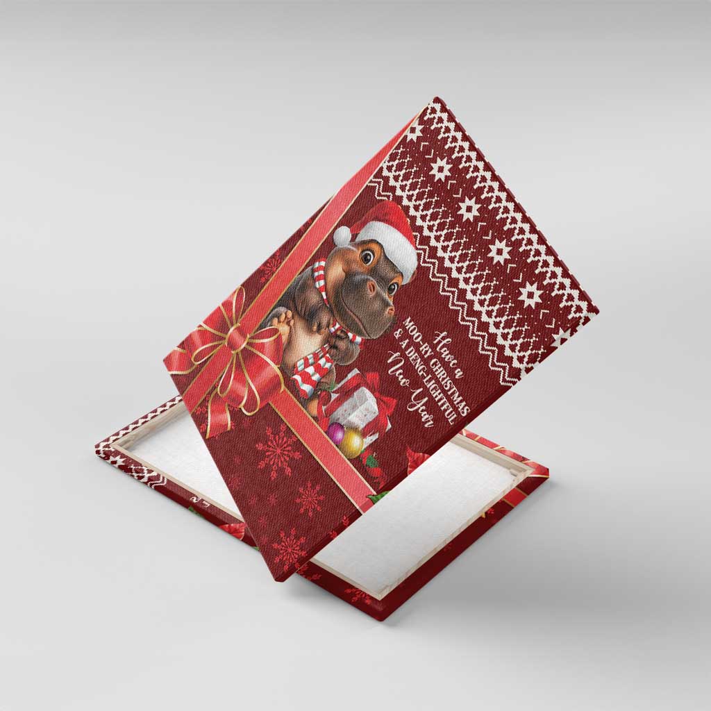 Funny Moo Deng Christmas Canvas Wall Art LT9 - Wonder Print Shop