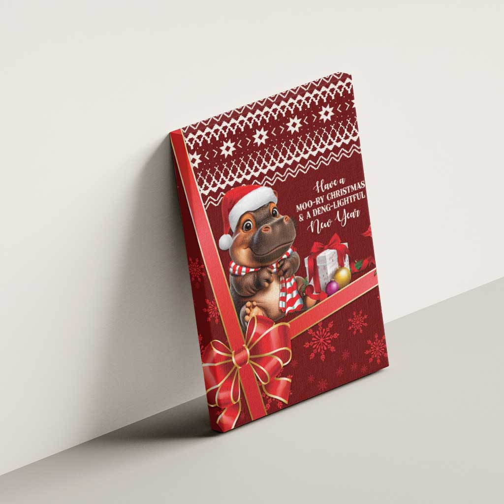 Funny Moo Deng Christmas Canvas Wall Art LT9 - Wonder Print Shop