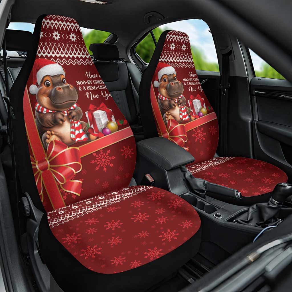 Funny Moo Deng Christmas Car Seat Cover LT9 - Wonder Print Shop