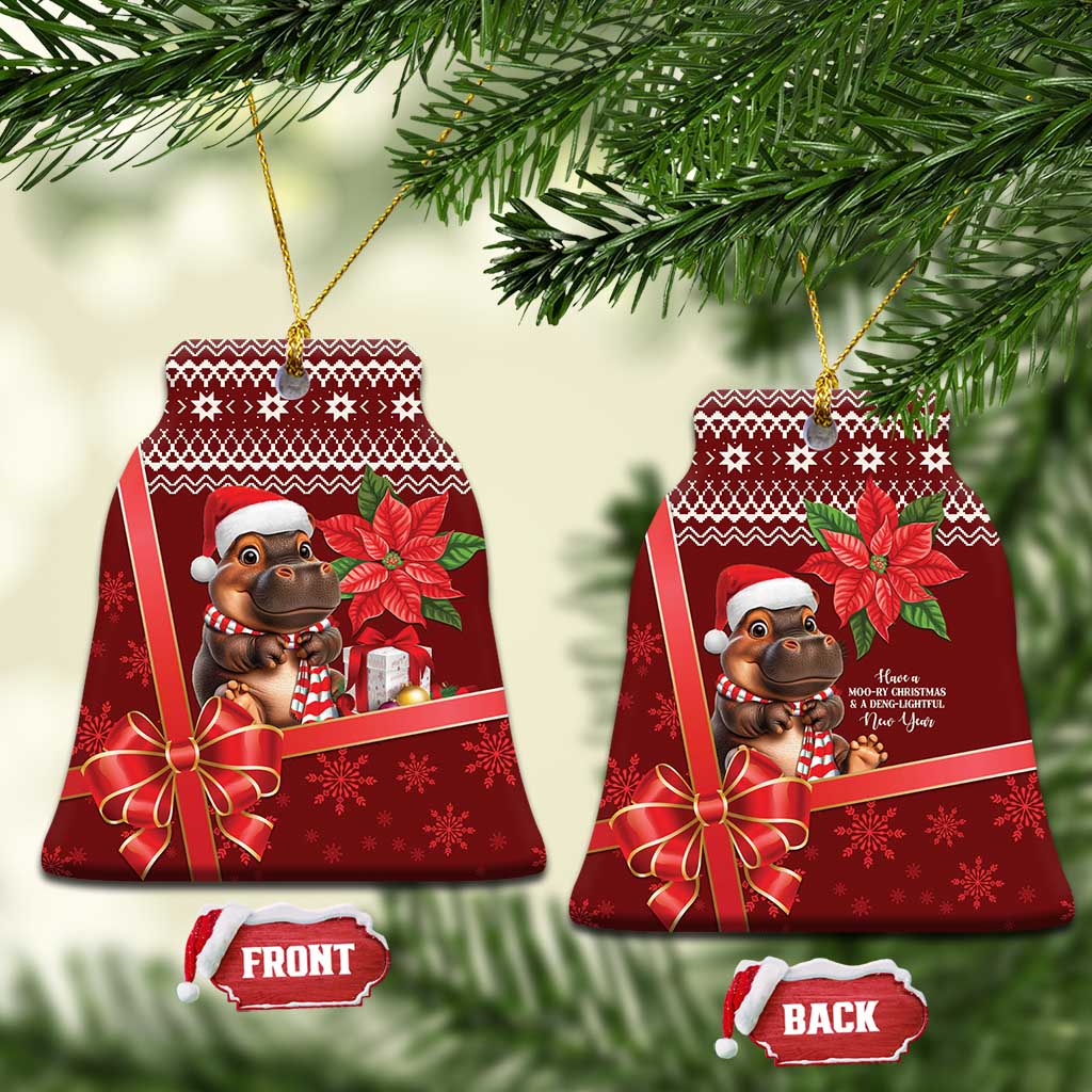 Funny Moo Deng Christmas Ceramic Ornament LT9 - Wonder Print Shop