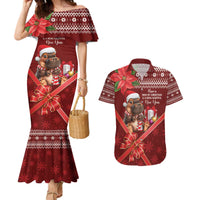 Funny Moo Deng Christmas Couples Matching Mermaid Dress and Hawaiian Shirt LT9 - Wonder Print Shop