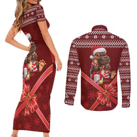 Funny Moo Deng Christmas Couples Matching Short Sleeve Bodycon Dress and Long Sleeve Button Shirt LT9 - Wonder Print Shop