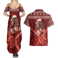 Funny Moo Deng Christmas Couples Matching Summer Maxi Dress and Hawaiian Shirt LT9 - Wonder Print Shop