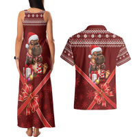 Funny Moo Deng Christmas Couples Matching Tank Maxi Dress and Hawaiian Shirt LT9 - Wonder Print Shop