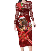 Funny Moo Deng Christmas Family Matching Long Sleeve Bodycon Dress and Hawaiian Shirt LT9 - Wonder Print Shop