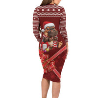 Funny Moo Deng Christmas Family Matching Long Sleeve Bodycon Dress and Hawaiian Shirt LT9 - Wonder Print Shop