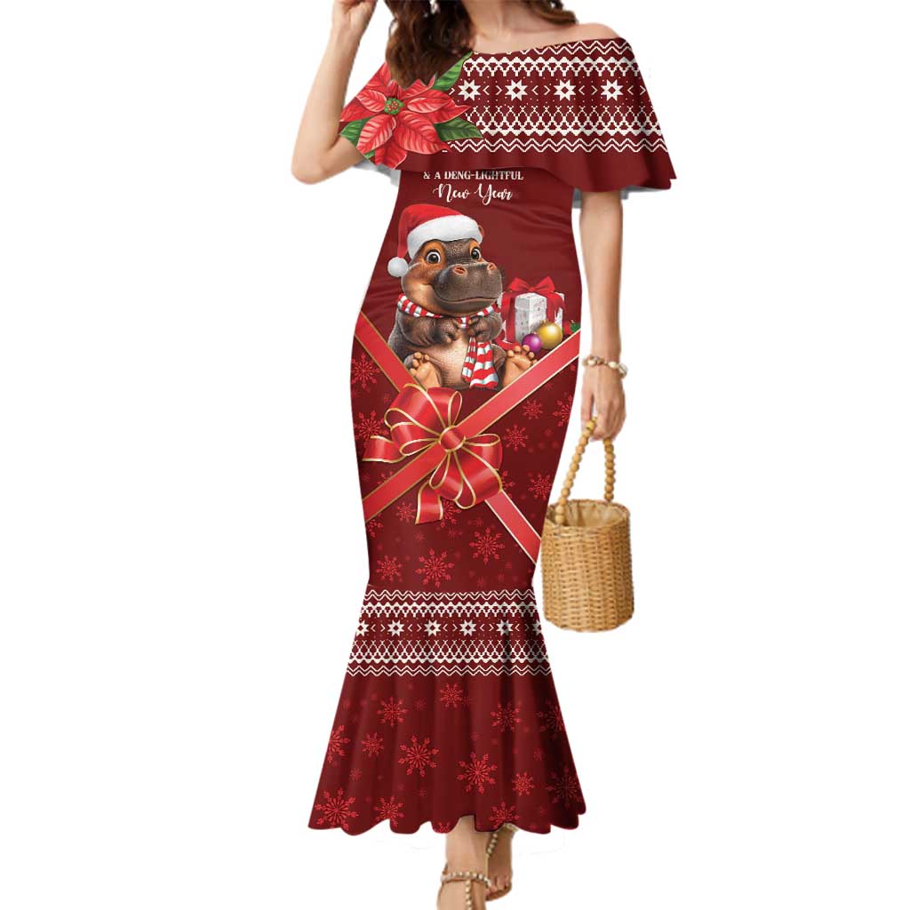 Funny Moo Deng Christmas Family Matching Mermaid Dress and Hawaiian Shirt LT9 - Wonder Print Shop