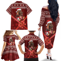 Funny Moo Deng Christmas Family Matching Off The Shoulder Long Sleeve Dress and Hawaiian Shirt - Wonder Print Shop