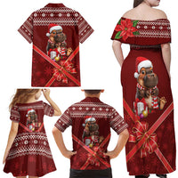 Funny Moo Deng Christmas Family Matching Off Shoulder Maxi Dress and Hawaiian Shirt LT9 - Wonder Print Shop
