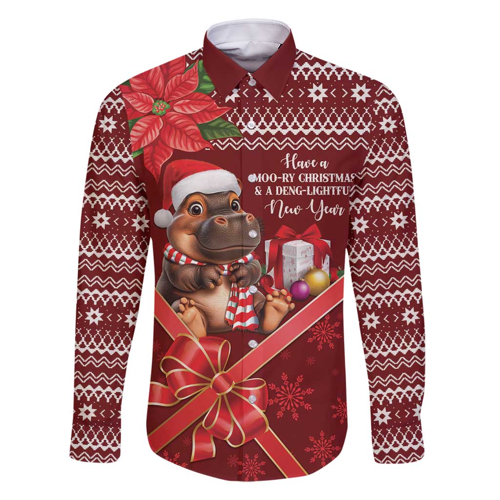 Funny Moo Deng Christmas Family Matching Off Shoulder Maxi Dress and Hawaiian Shirt LT9 - Wonder Print Shop