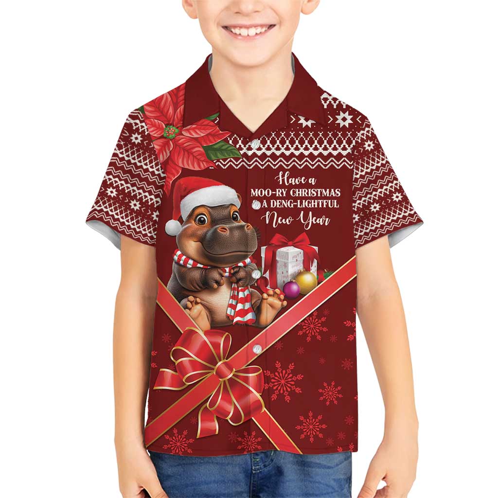 Funny Moo Deng Christmas Family Matching Off Shoulder Maxi Dress and Hawaiian Shirt LT9 - Wonder Print Shop