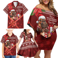 Funny Moo Deng Christmas Family Matching Off Shoulder Short Dress and Hawaiian Shirt LT9 - Wonder Print Shop