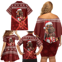 Funny Moo Deng Christmas Family Matching Off Shoulder Short Dress and Hawaiian Shirt LT9 - Wonder Print Shop
