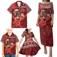 Funny Moo Deng Christmas Family Matching Puletasi and Hawaiian Shirt - Wonder Print Shop