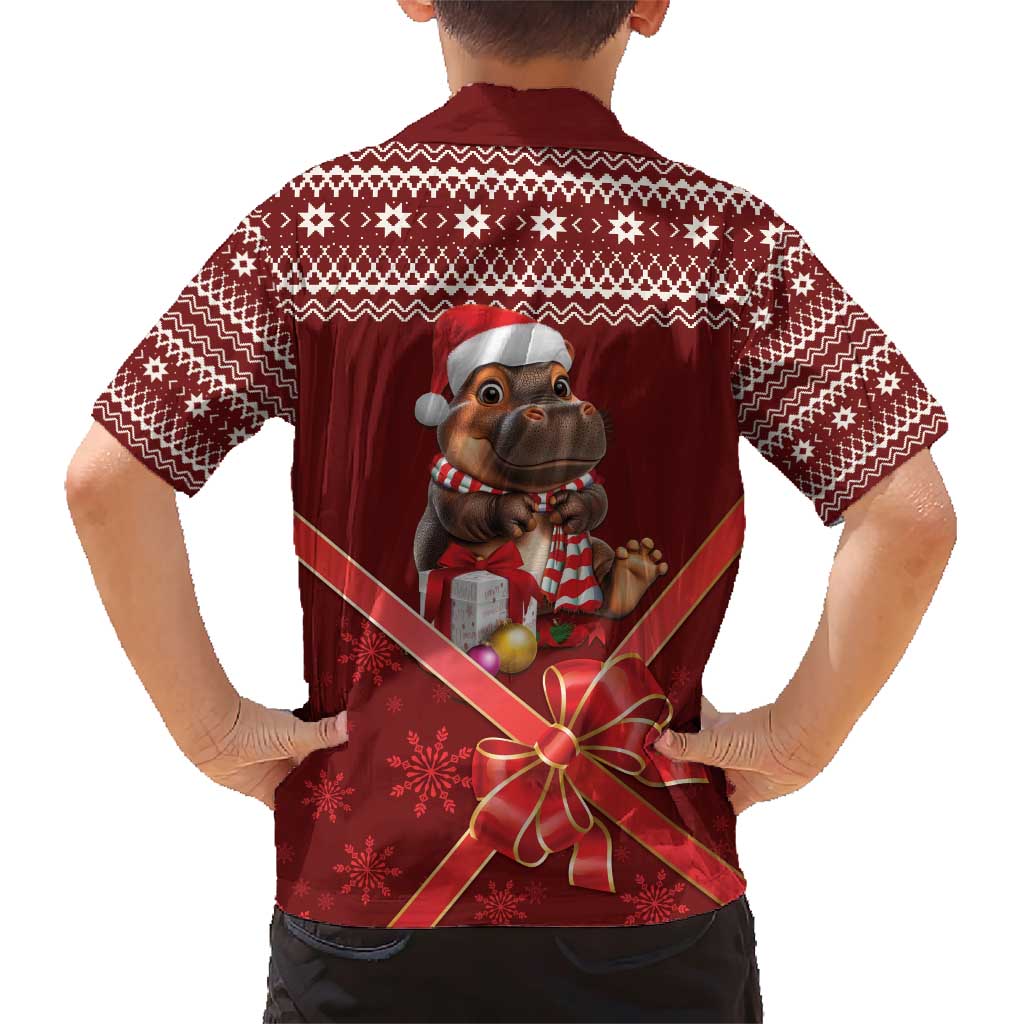 Funny Moo Deng Christmas Family Matching Short Sleeve Bodycon Dress and Hawaiian Shirt - Wonder Print Shop