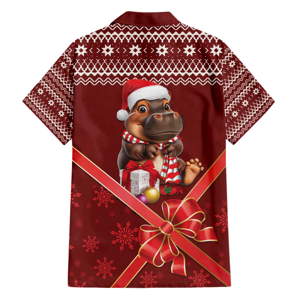 Funny Moo Deng Christmas Family Matching Short Sleeve Bodycon Dress and Hawaiian Shirt - Wonder Print Shop