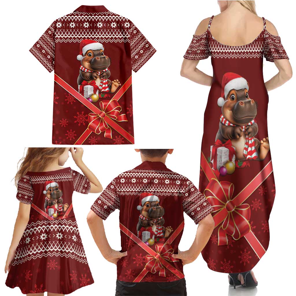 Funny Moo Deng Christmas Family Matching Summer Maxi Dress and Hawaiian Shirt - Wonder Print Shop
