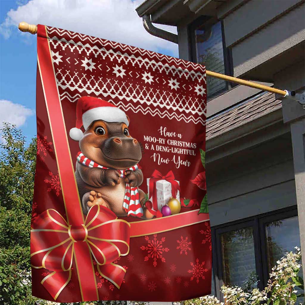 Funny Moo Deng Christmas Garden Flag - Wonder Print Shop