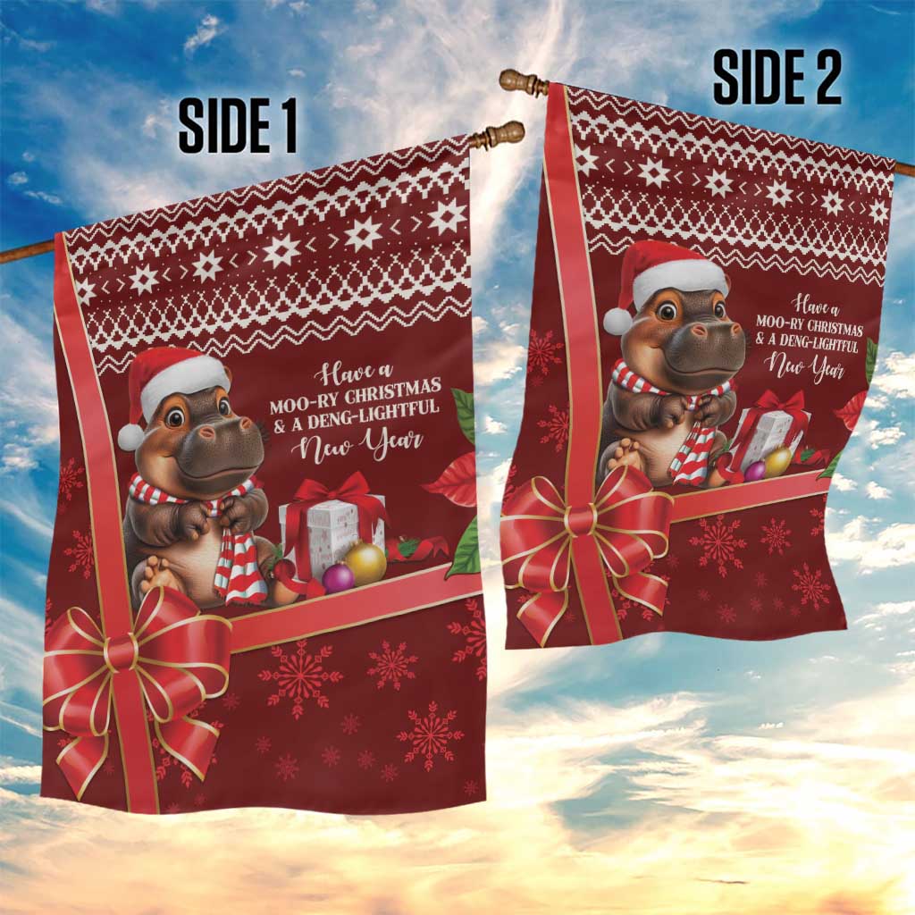 Funny Moo Deng Christmas Garden Flag - Wonder Print Shop