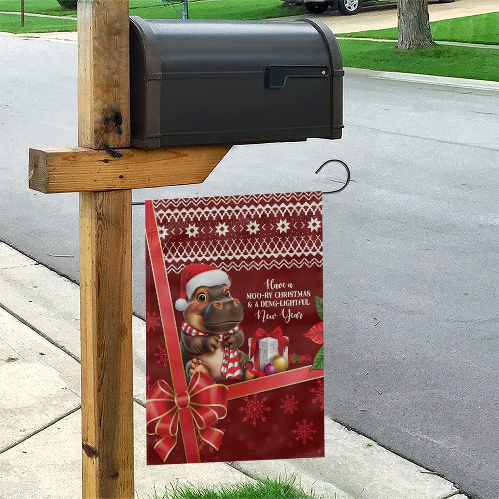 Funny Moo Deng Christmas Garden Flag - Wonder Print Shop