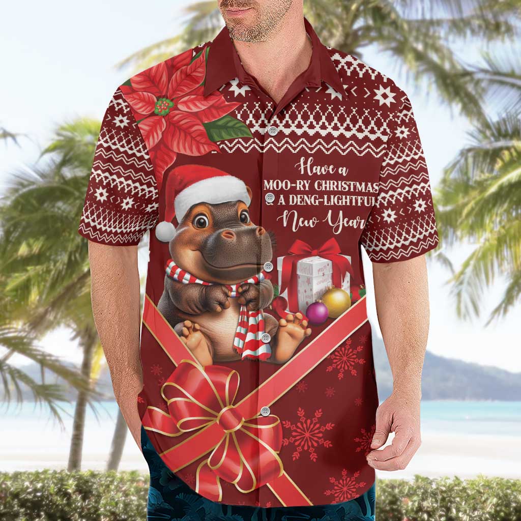 Funny Moo Deng Christmas Hawaiian Shirt - Wonder Print Shop