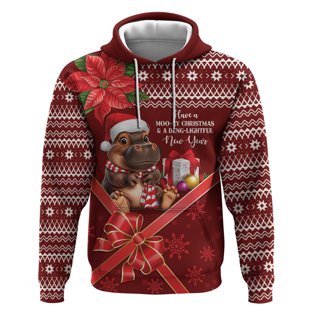 Funny Moo Deng Christmas Hoodie - Wonder Print Shop