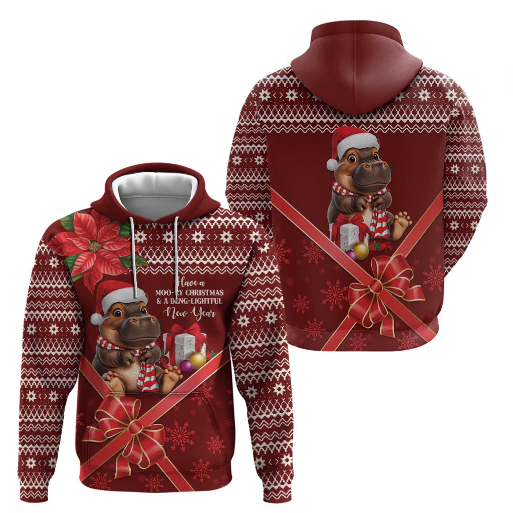 Funny Moo Deng Christmas Hoodie - Wonder Print Shop
