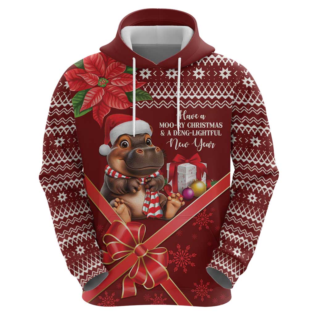 Funny Moo Deng Christmas Hoodie - Wonder Print Shop