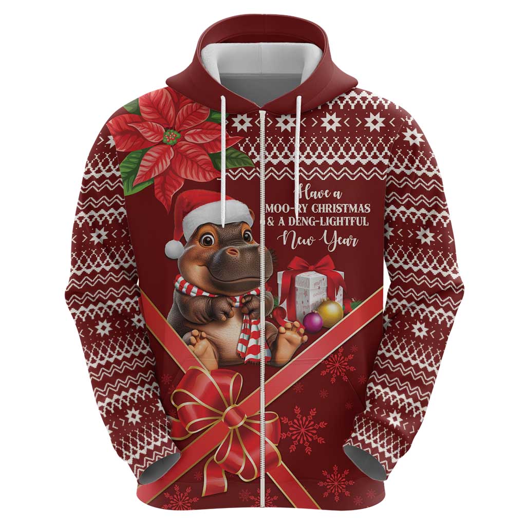 Funny Moo Deng Christmas Hoodie - Wonder Print Shop