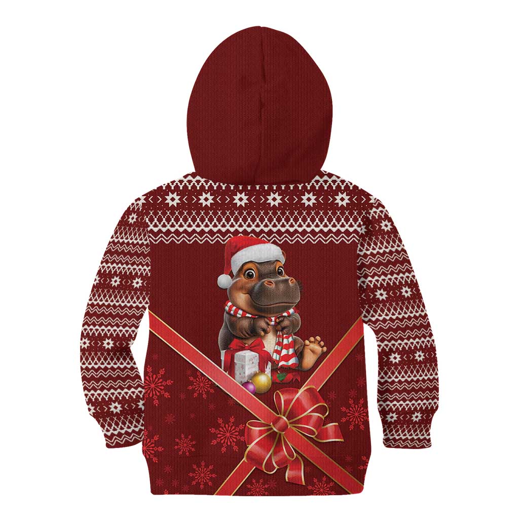 Funny Moo Deng Christmas Kid Hoodie - Wonder Print Shop