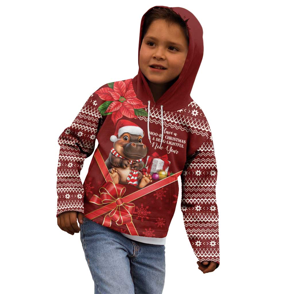 Funny Moo Deng Christmas Kid Hoodie - Wonder Print Shop