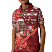 Funny Moo Deng Christmas Kid Polo Shirt - Wonder Print Shop