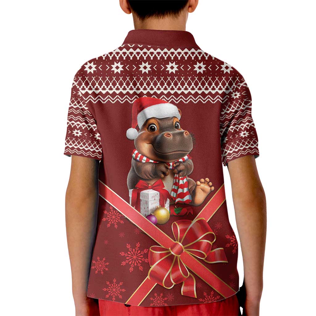 Funny Moo Deng Christmas Kid Polo Shirt - Wonder Print Shop