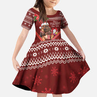 Funny Moo Deng Christmas Kid Short Sleeve Dress - Wonder Print Shop