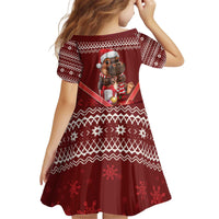 Funny Moo Deng Christmas Kid Short Sleeve Dress - Wonder Print Shop