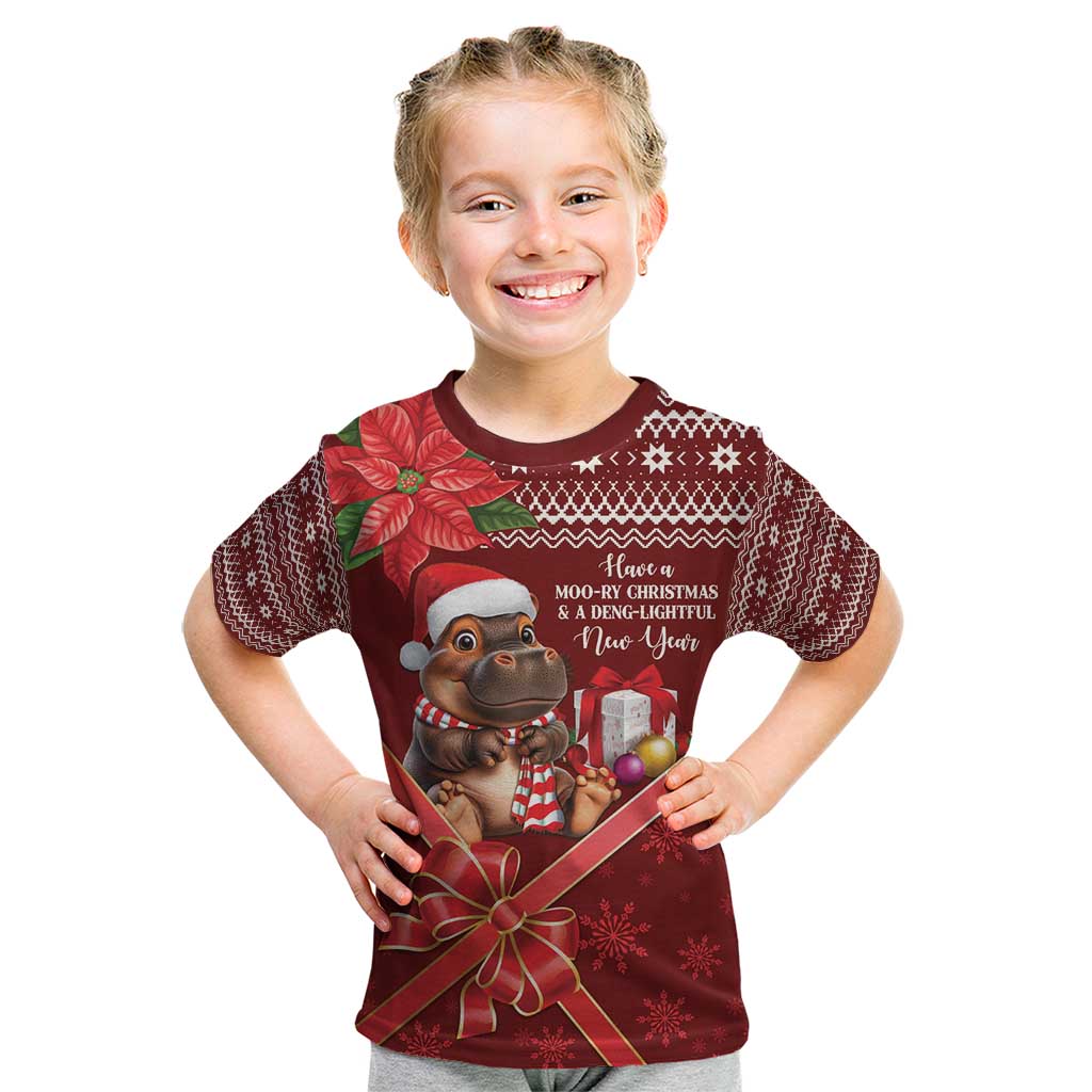 Funny Moo Deng Christmas Kid T Shirt - Wonder Print Shop