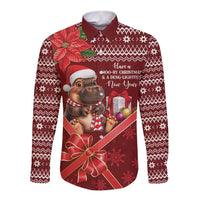 Funny Moo Deng Christmas Long Sleeve Button Shirt - Wonder Print Shop