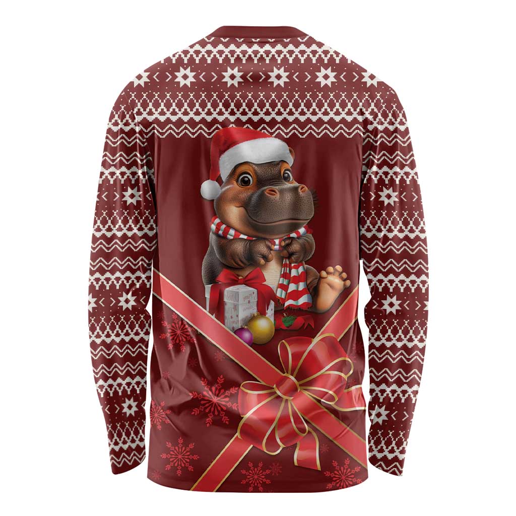 Funny Moo Deng Christmas Long Sleeve Shirt - Wonder Print Shop