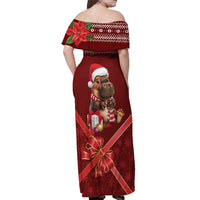 Funny Moo Deng Christmas Off Shoulder Maxi Dress - Wonder Print Shop
