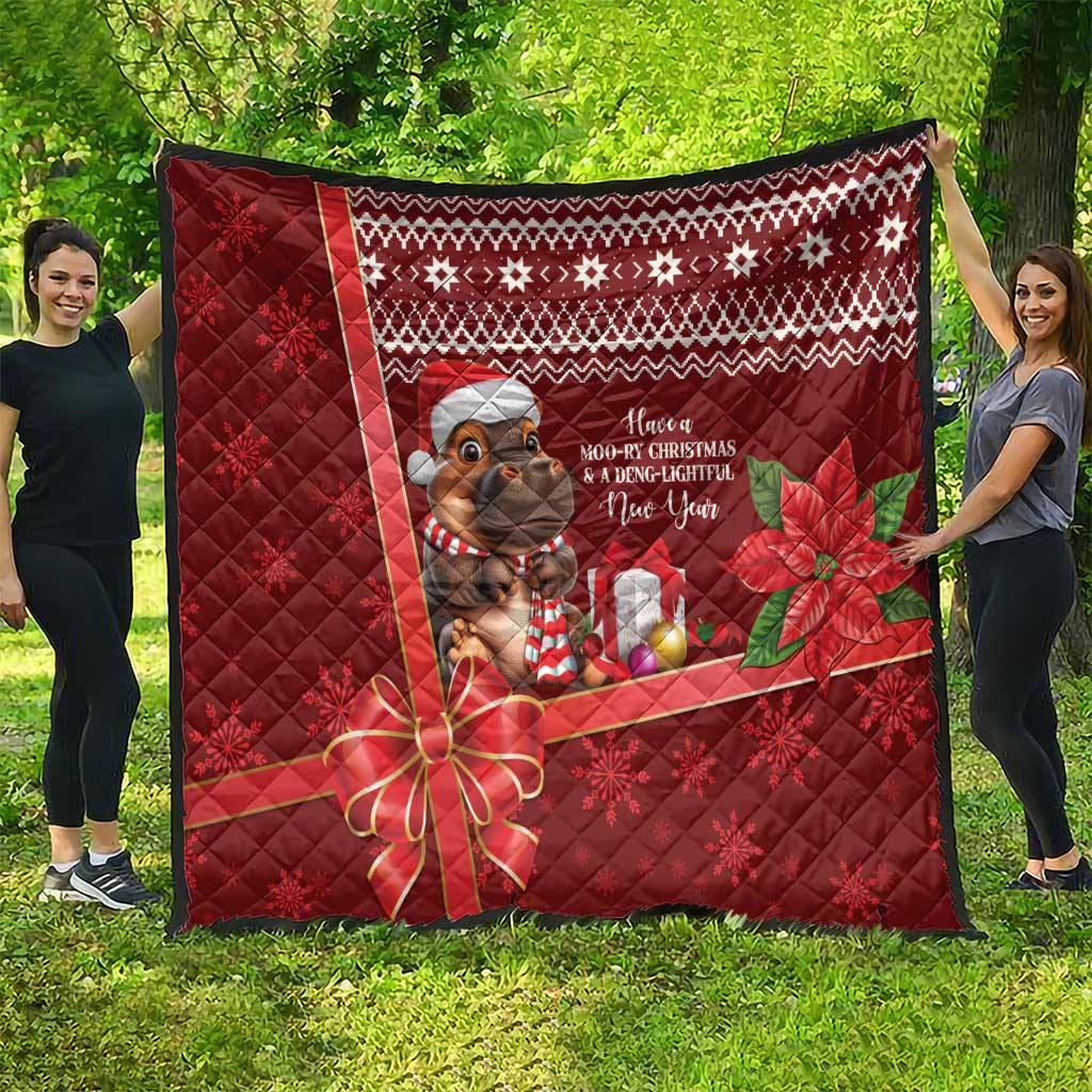Funny Moo Deng Christmas Quilt - Wonder Print Shop